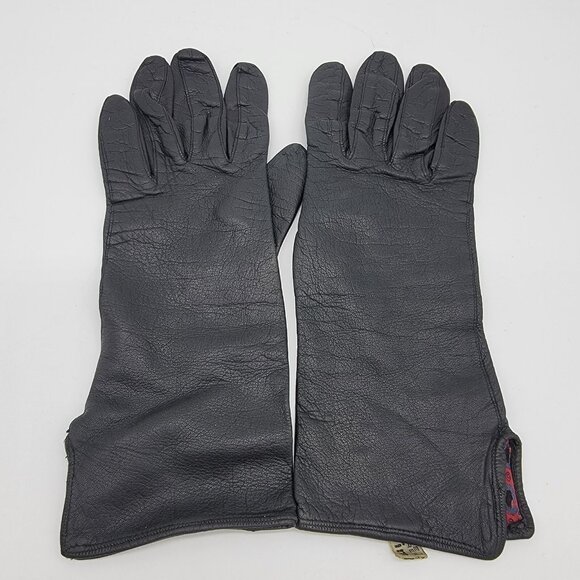 Vintage Fine‎ Black Leather Driving Gloves For Gimbels Women Sz 6 1/2 ITALY - Picture 3 of 9
